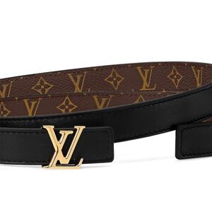 Louis Vuitton Reversible Leather Belt with Gold Logo